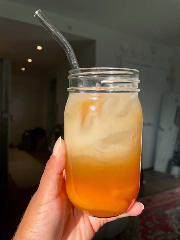 Recipe for viral peaches and cream tea.