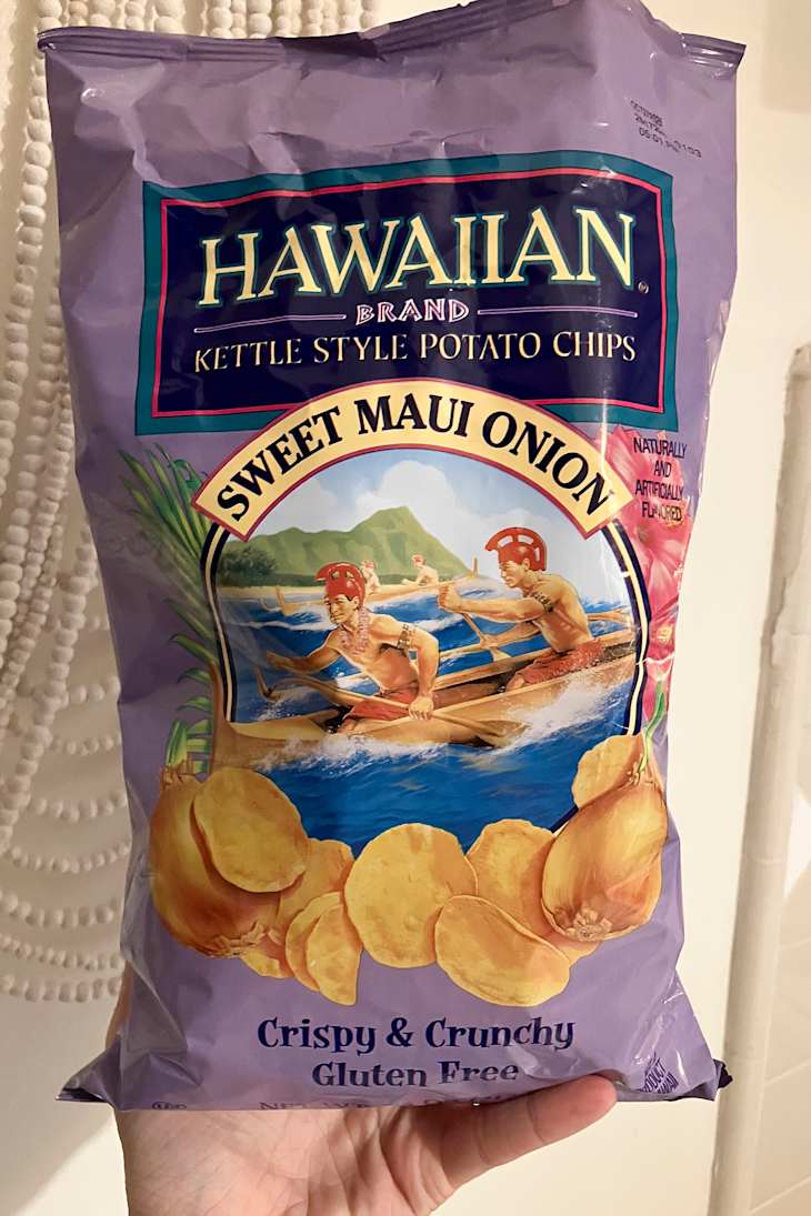 Hawaiian Brand Sweet Maui Onion Kettle Style Potato Chips.