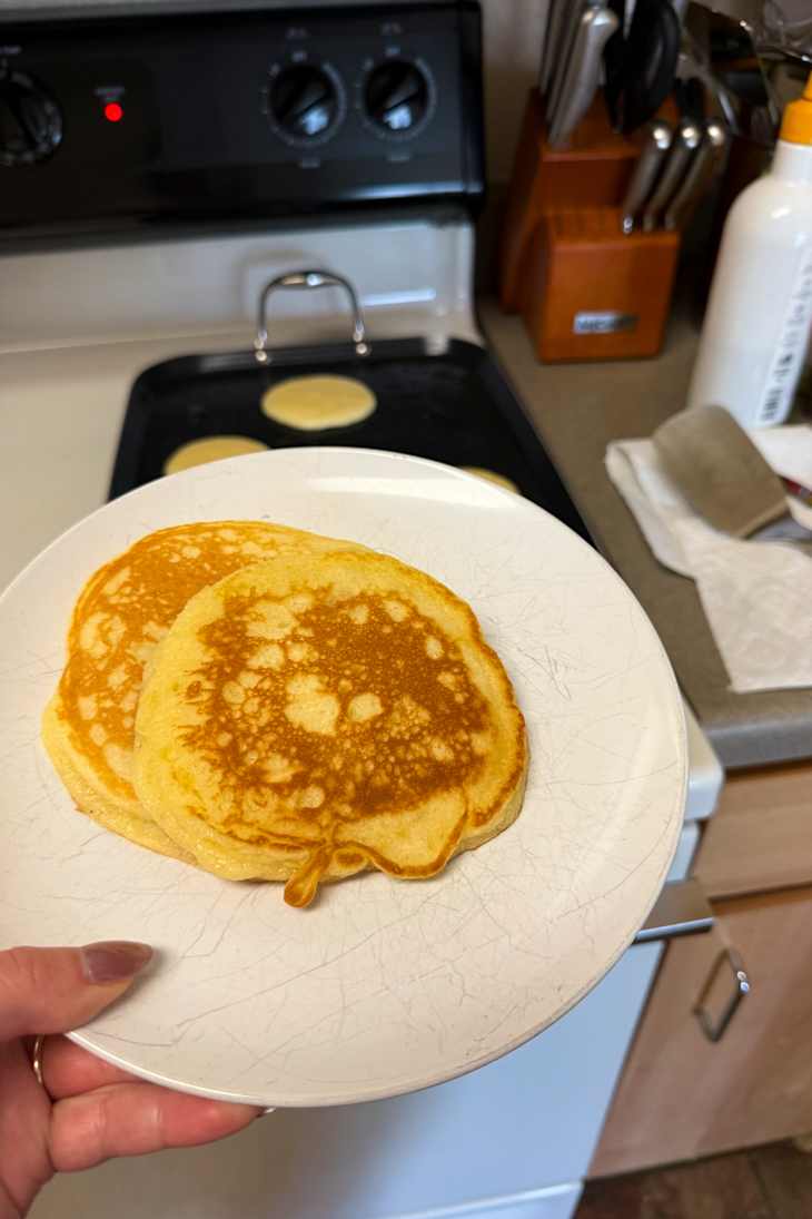Hybrid Double Burner Griddle used to make pancakes.