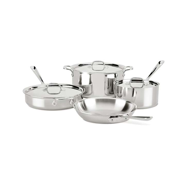 All-Clad D3 3-Ply Stainless Steel Cookware Set, 7-piece at Amazon