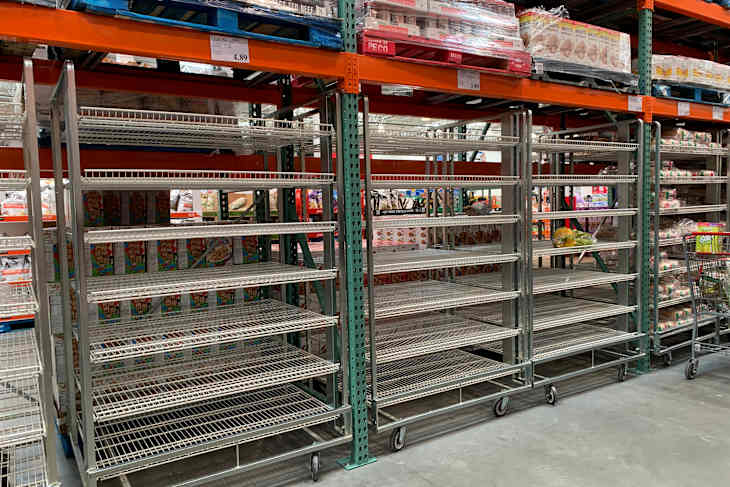 Princeton, New Jersey / USA - 15/03/2020: Empty shelves with no food as people empty supplies in panic of coronavirus