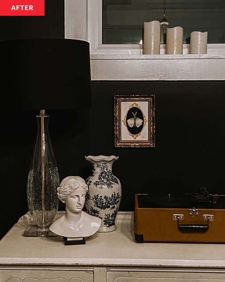 After: glass trinkets on a white table