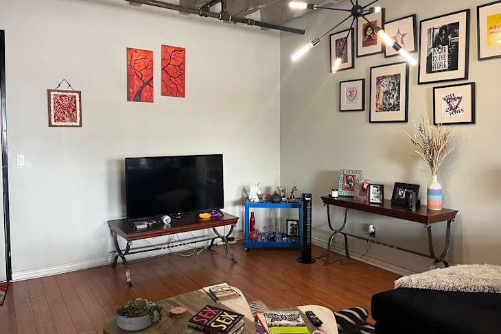 pale gray or white living room before remodel