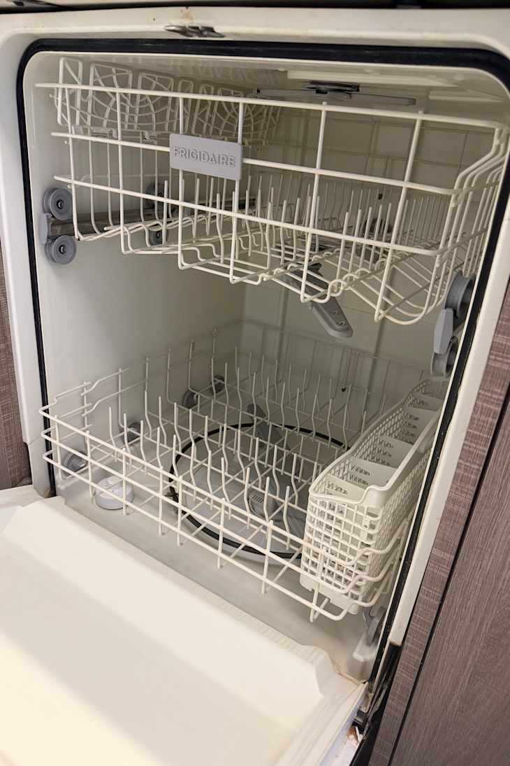 Dishwasher after being cleaned with Orange peels.