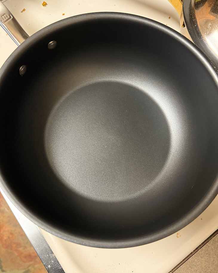 Inside of Made In non stick saucier.