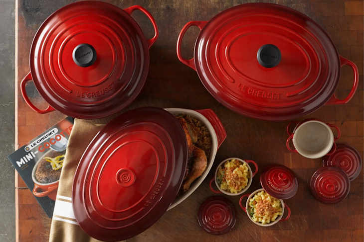 Le Creuset 5-Piece Mini Stoneware Cocottes & Cookbook Set.