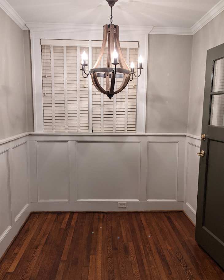 Pendant in kitchen nook before staging.
