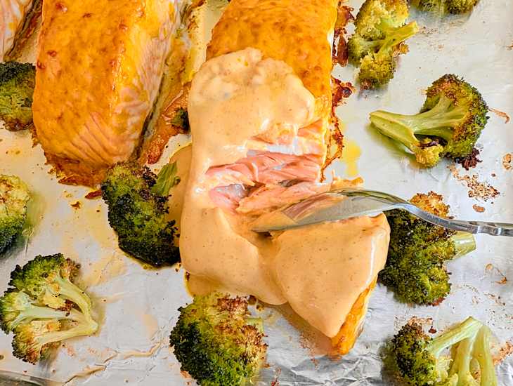 Aji Amarillo Sauce on Salmon