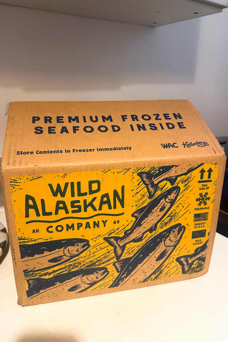 Cardboard box labeled "Wild Alaskan Company".