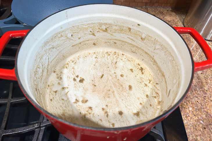 Trick to cleaning a crusty dutch oven with baking soda.