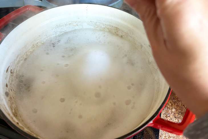 Trick to cleaning a crusty dutch oven with baking soda.