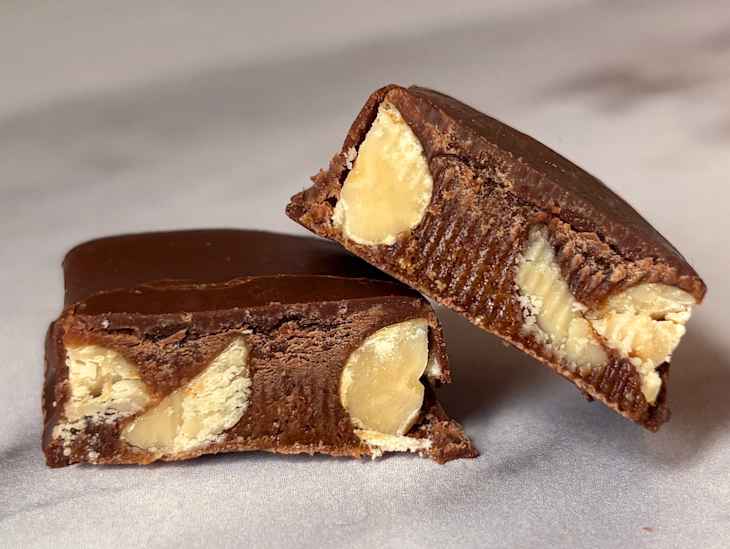 Harken Sweets Lil Nutty Ones candy bar cut open