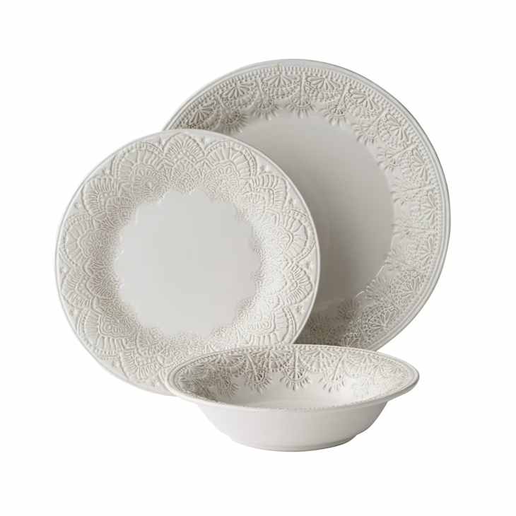The Pioneer Woman Vintage Lace 12-Piece Ceramic Dinnerware Set at Walmart