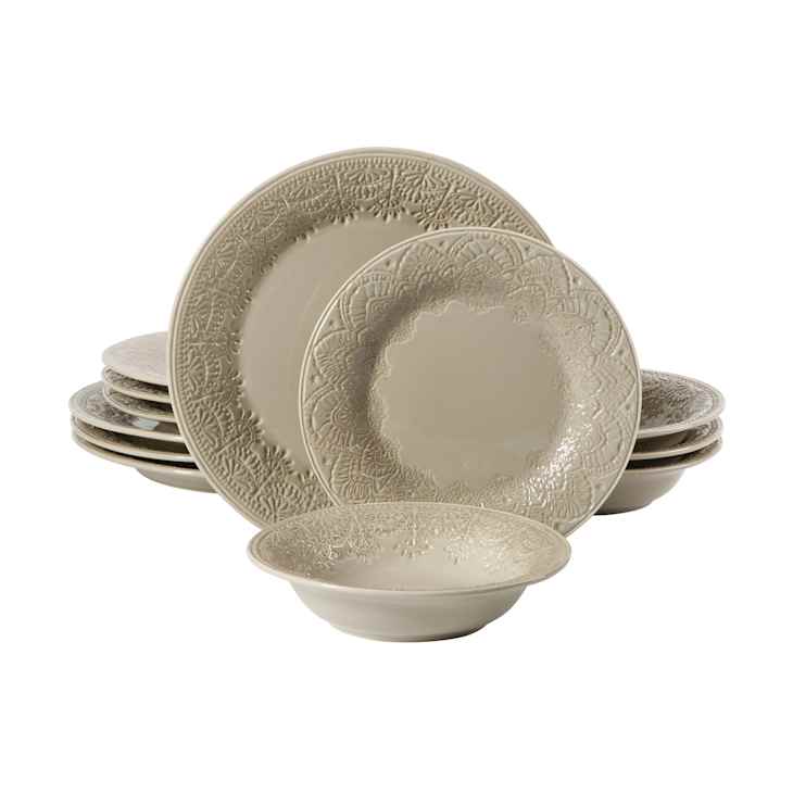 The Pioneer Woman Vintage Lace 12-Piece Ceramic Dinnerware Set at Walmart