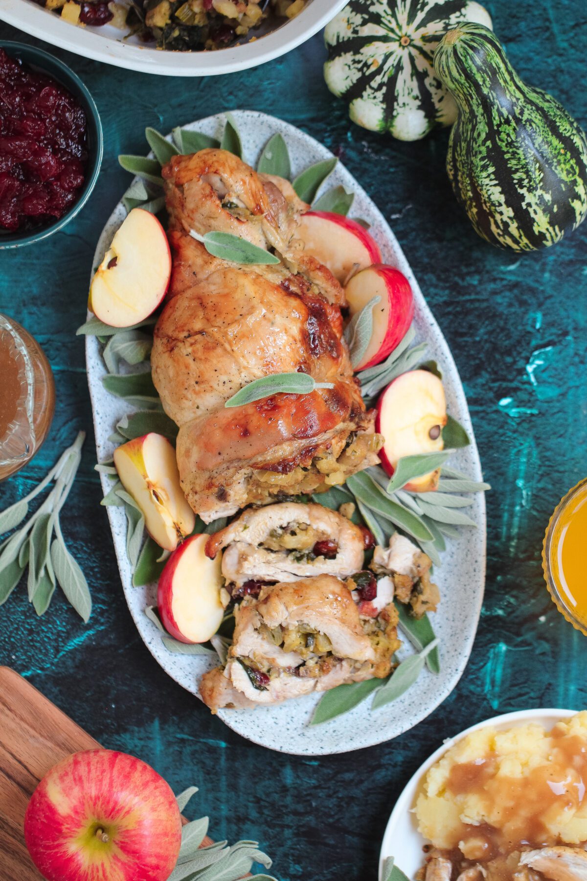 Turkey Tenderloin Wrapped in Prosciutto and Filled with Apples and Kale for Autumn Comfort