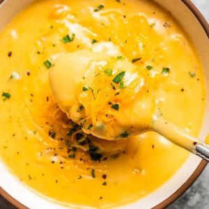 How to Prepare Cheddar Butternut Squash Beer Soup in a Slow Cooker or on the Stove