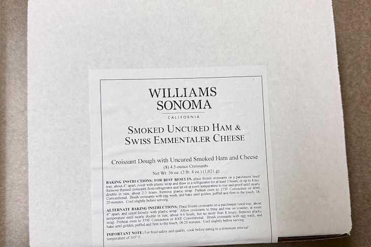 Williams Sonoma Ham & Cheese Croissants box.