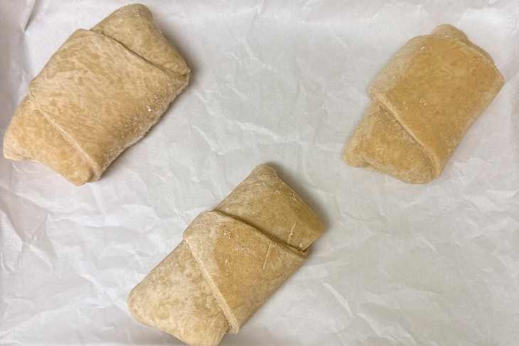 Uncooked Williams Sonoma Ham & Cheese Croissants.