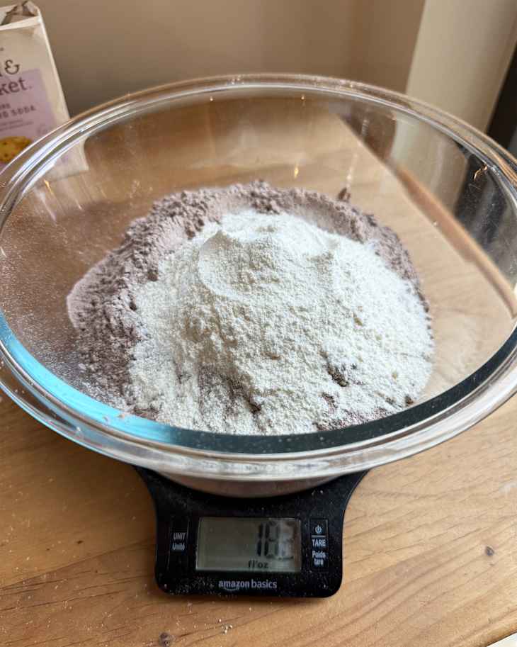 Cake mix in mixing bowl.