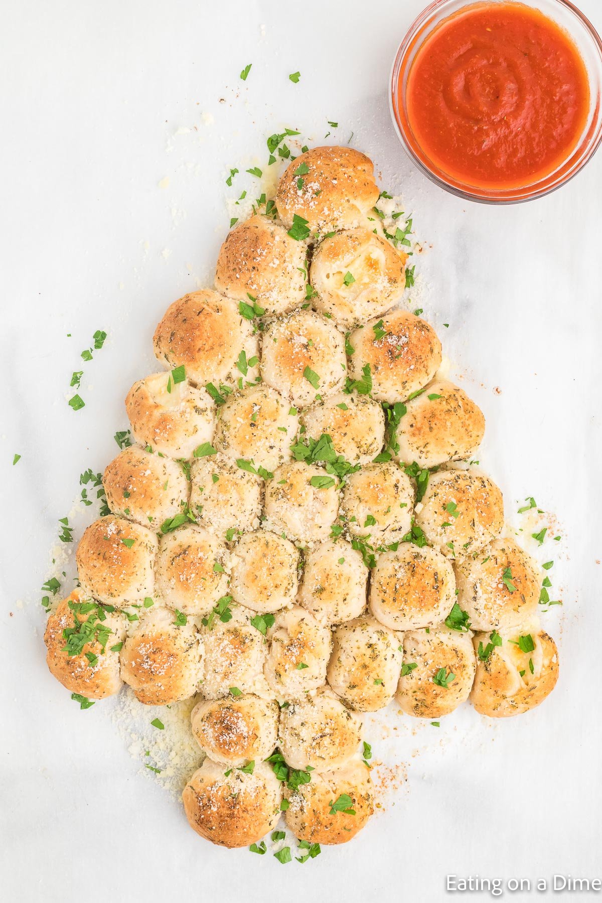 Holiday Pull Apart Bread in the Form of a Christmas Tree