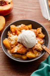 Peach Cobbler With a Crispy Almond Topping
