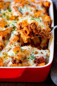 Rigatoni Pasta Casserole Baked in the Oven