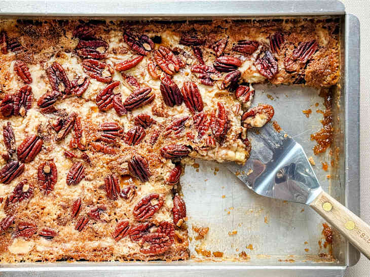 Pecan Pie Dump Cake in a pan