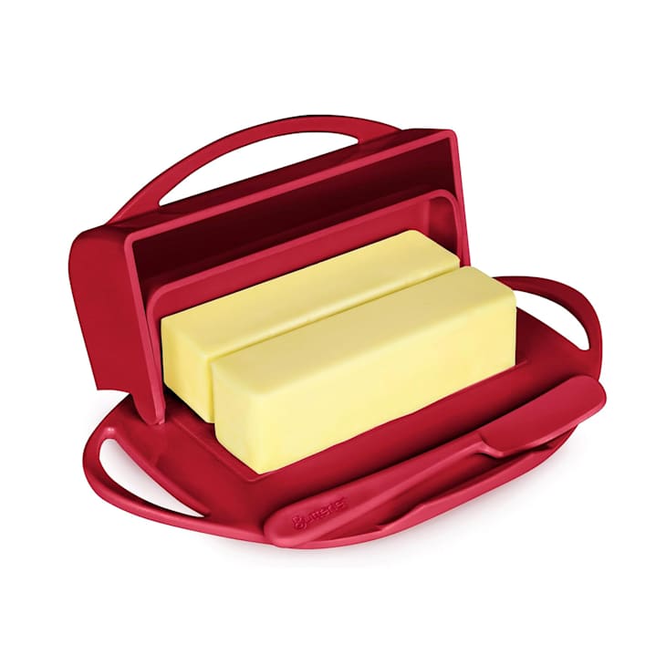Flip-Top Butter Dish with Lid & Matching Knife