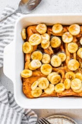Prepare-Ahead Overnight French Toast Bake with Bananas Foster
