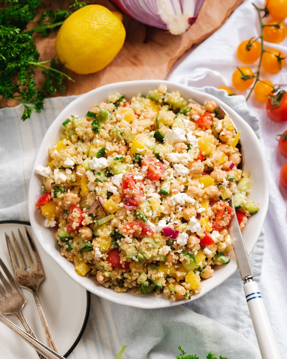 Quinoa Salad Featuring Mediterranean Components