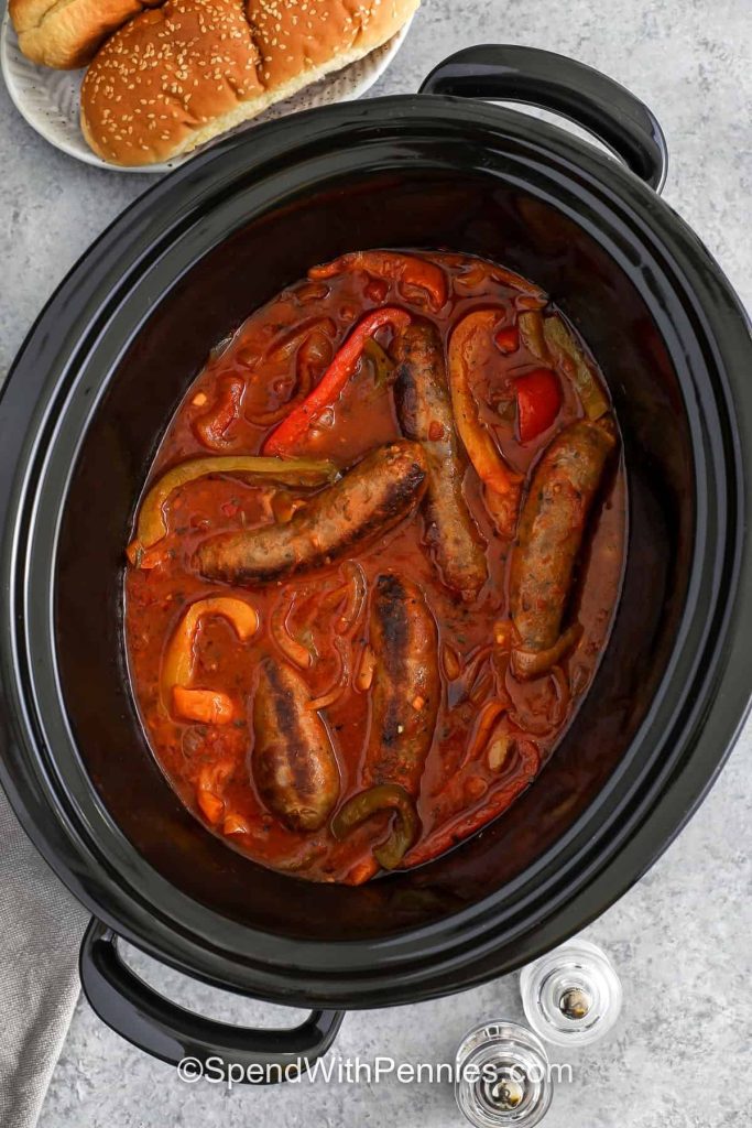 Slow Cooker Sausage and Peppers Dish
