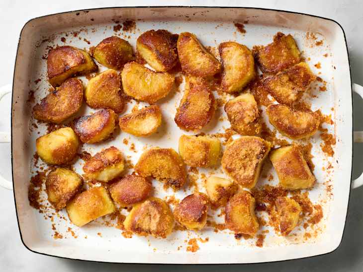 roasted potatoes in a sheet pan