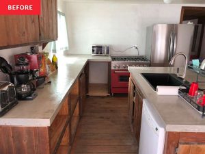 This Dated Kitchen Got a Mid-Century Makeover with the Most Stunning Green Cabinets