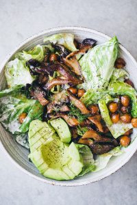 Vegan Caesar Salad featuring Oyster Mushrooms