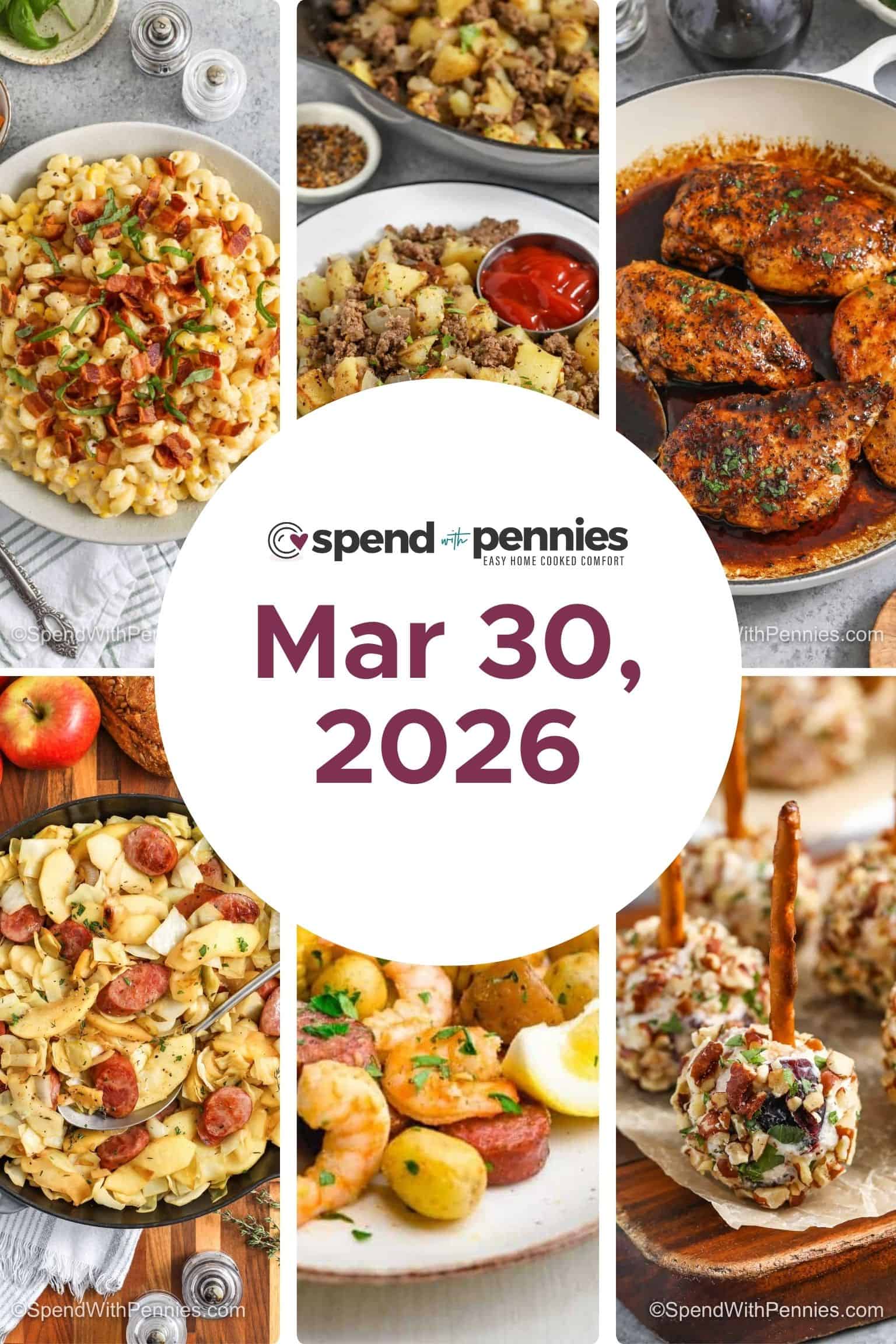 Weekly Meal Schedule for March 30, 2026