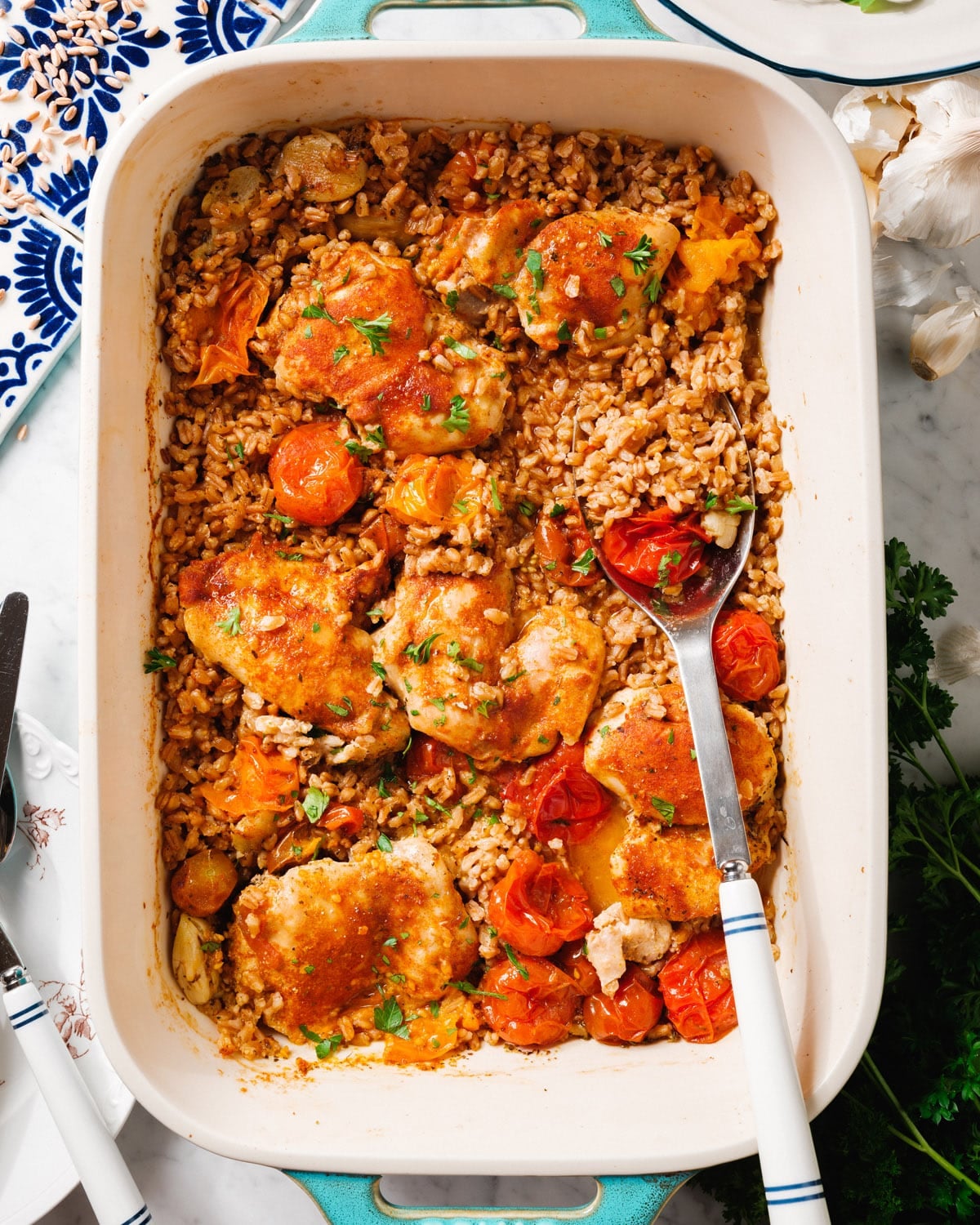 Easy Chicken and Farro Bake Recipe