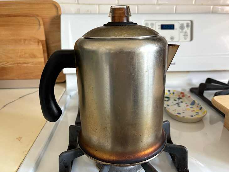 Farberware coffee percolator on stove