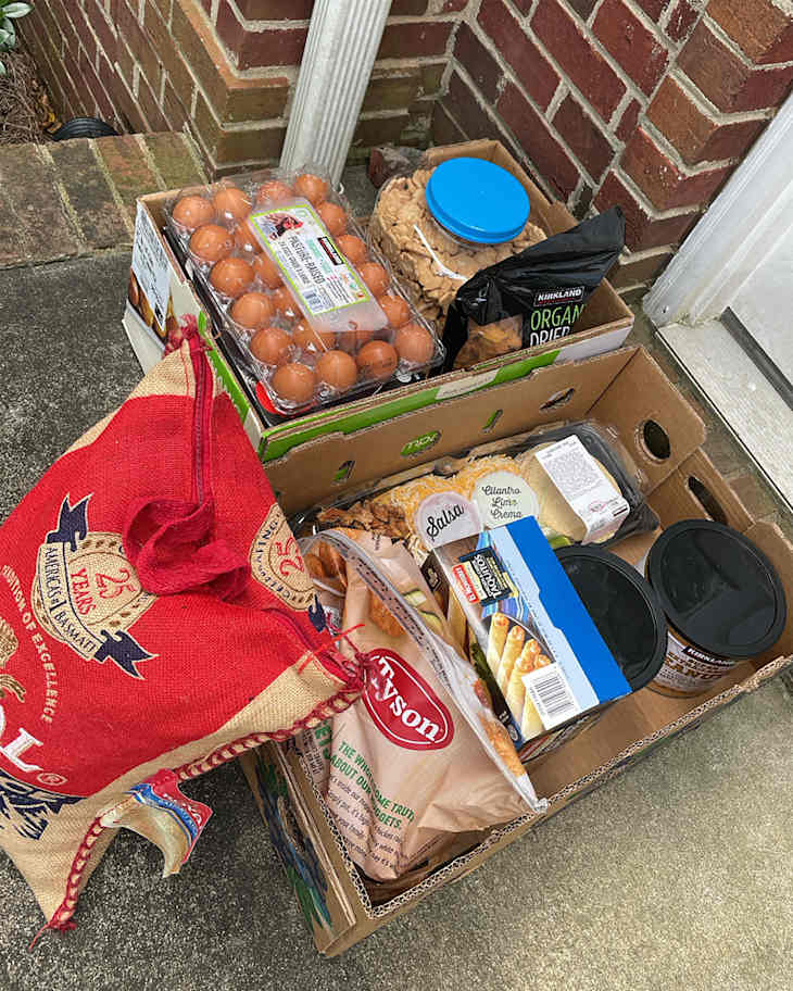 Instacart delivery on front porch.