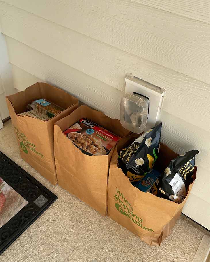 Instacart delivery on front porch.