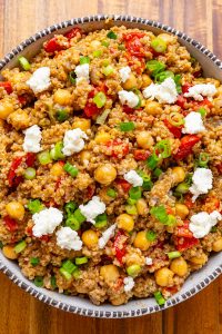 Quinoa Salad featuring Roasted Red Peppers and Feta Cheese