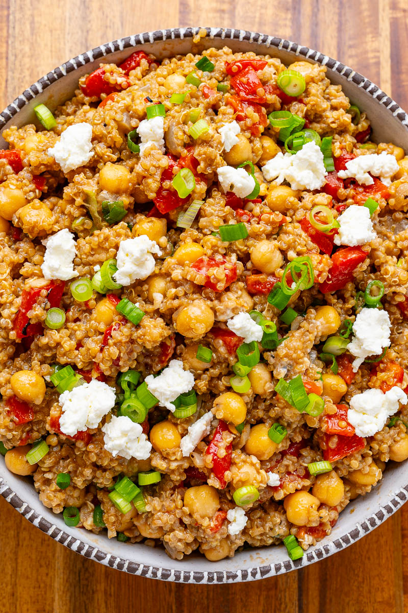 Quinoa Salad featuring Roasted Red Peppers and Feta Cheese