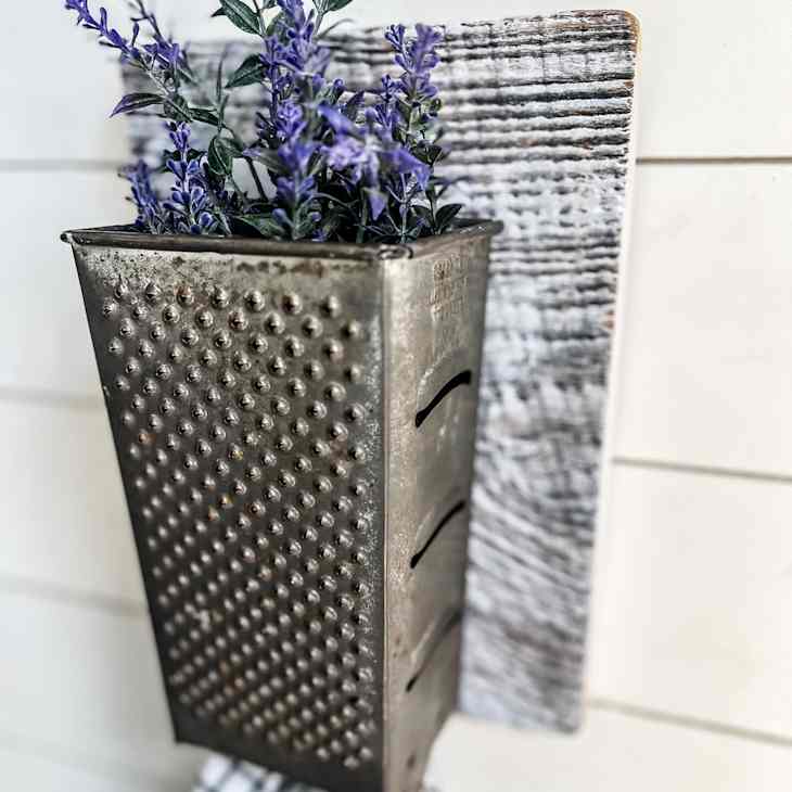 Vintage Cheese Grater Towel Rack with Florals at Etsy