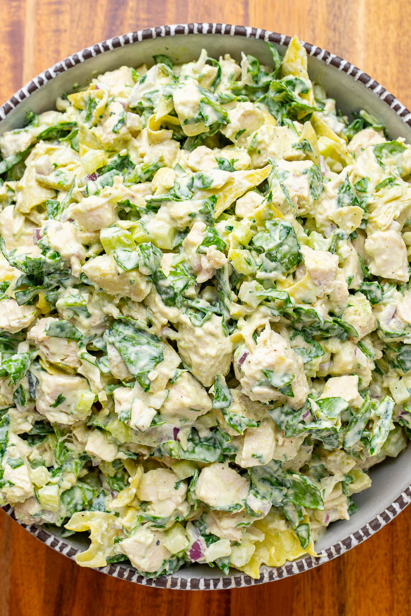 Chicken Salad with Spinach and Artichoke Hearts