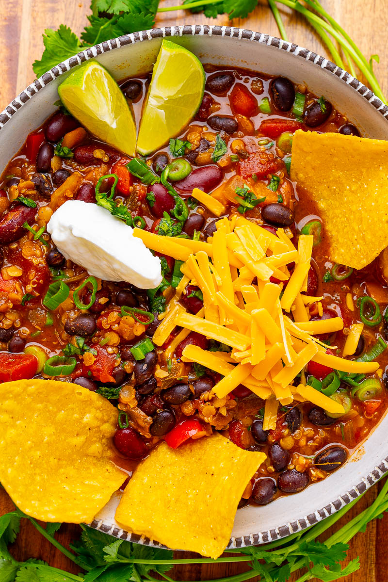 Quinoa Chili with Lentils and Beans