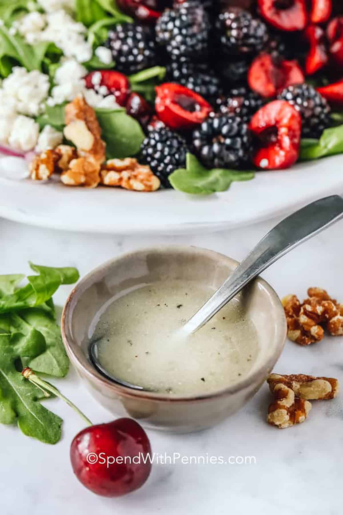 Recipe for Salad Featuring Fresh Berries, Feta Cheese, and a Basic Dressing