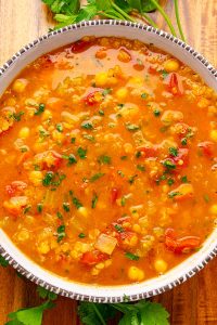 Robust Curried Red Lentil Soup with Chickpeas and Quinoa