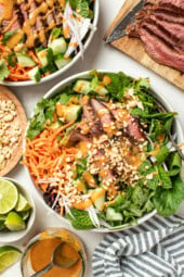 Thai Steak Salad featuring over 39g of protein and a light peanut dressing