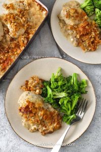 Creamy Caesar Chicken Garnished with Crunchy Croutons