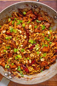 Sautéed Noodles with Fiery Kung Pao Chicken