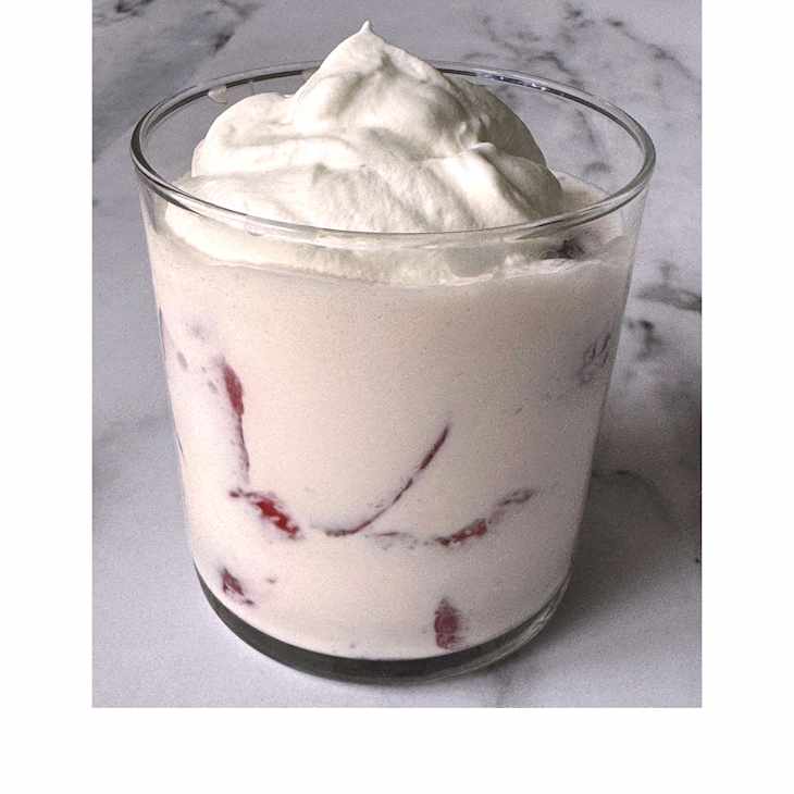recipe tester photo of strawberries and cream